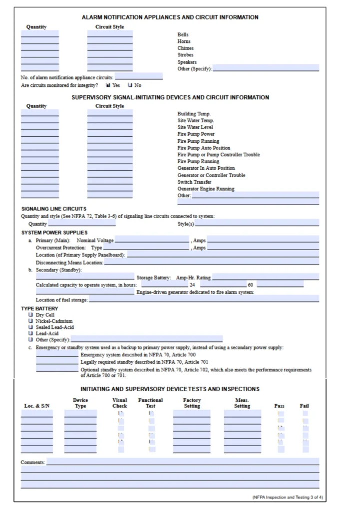 fire alarm inspection report sample