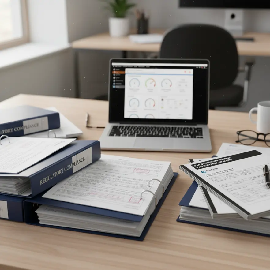 Technician performing Regulation 4 gas detection testing