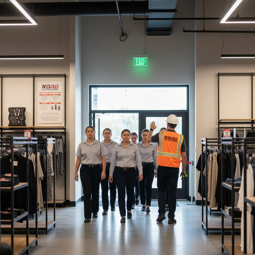 Kord Fire technician inspecting retail fire safety equipment