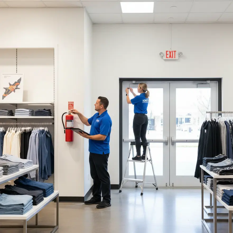 Retail store compliance with fire safety codes