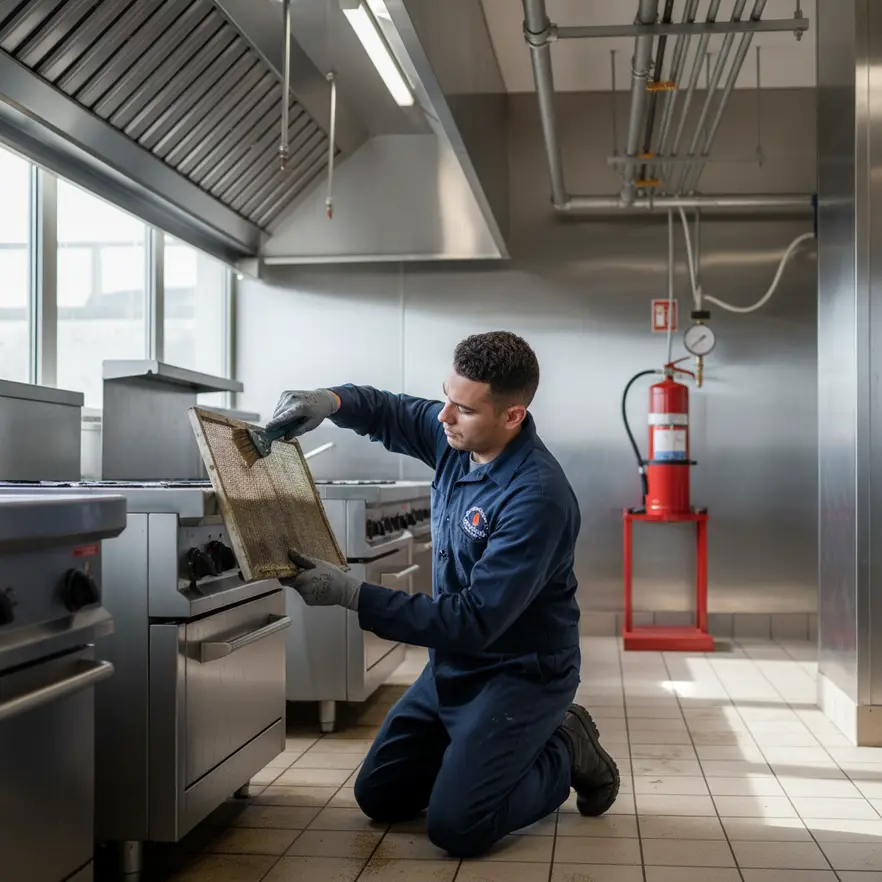 Business fire protection inspection in progress