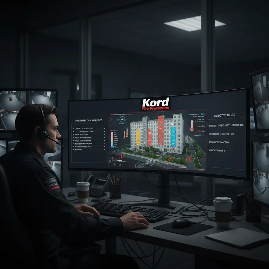 Fire alarm control panel in commercial building