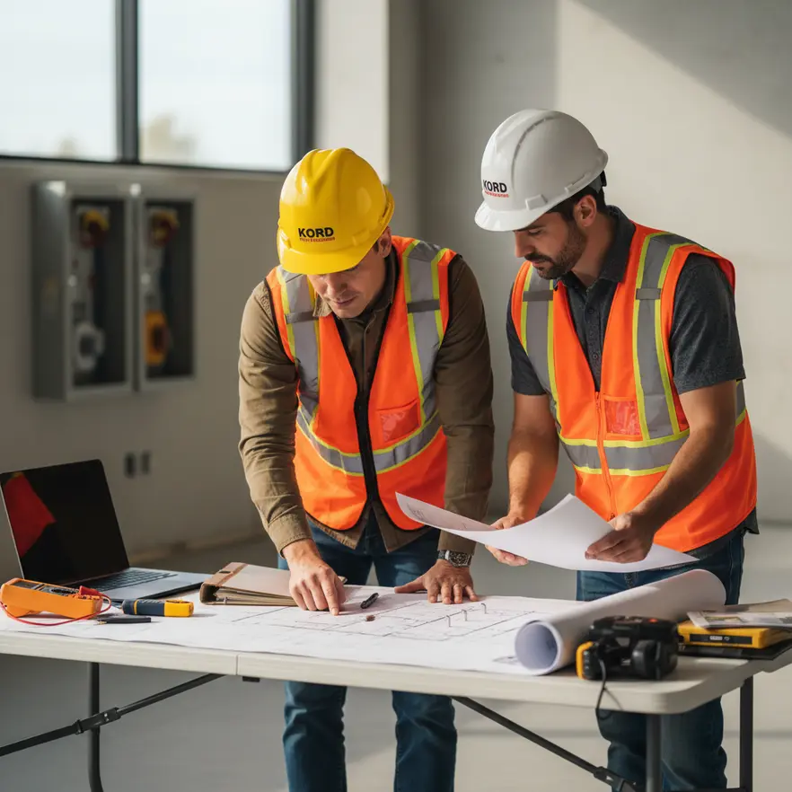 Fire alarm devices in a new construction hallway