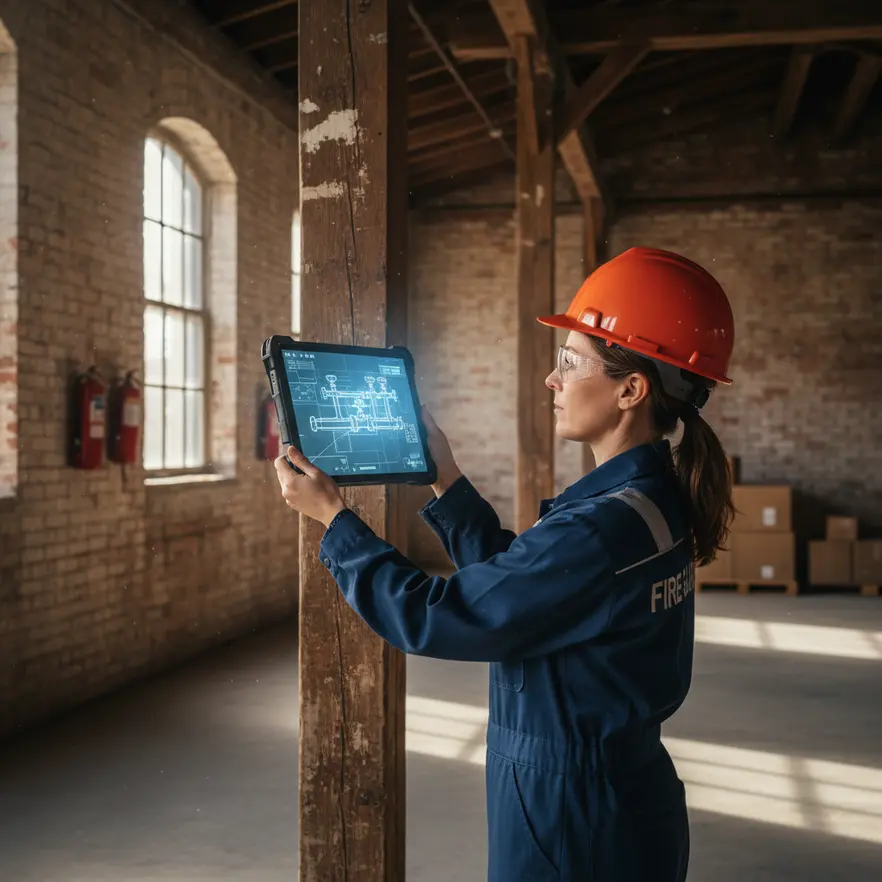 Interior of historic building prepared for sprinkler design