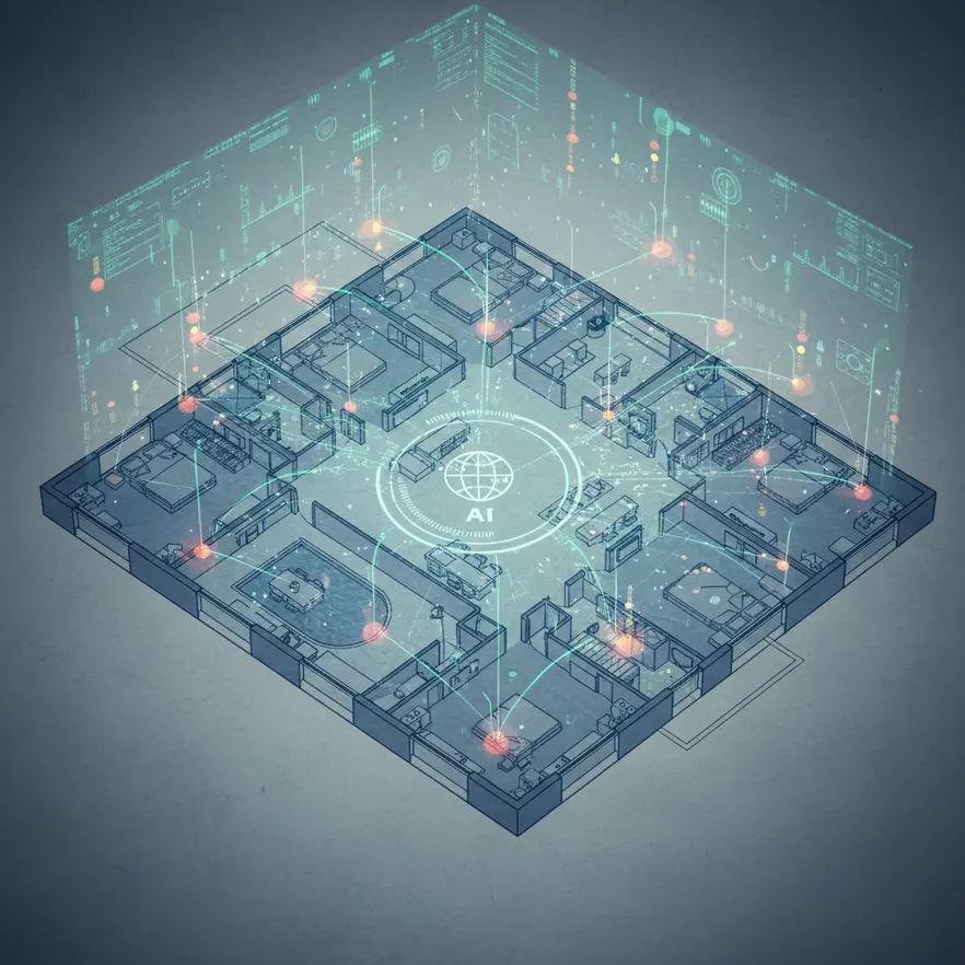 Hotel control room configuring fire detection sensitivity