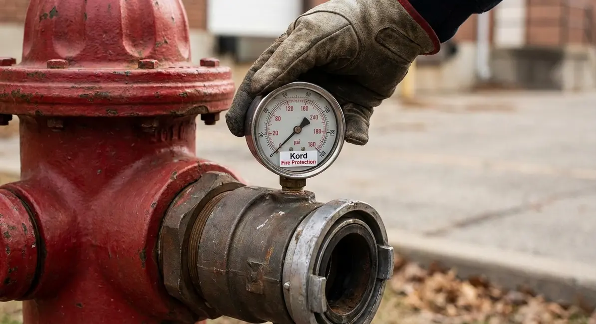 Inspector using NFPA 291 hydrant test results