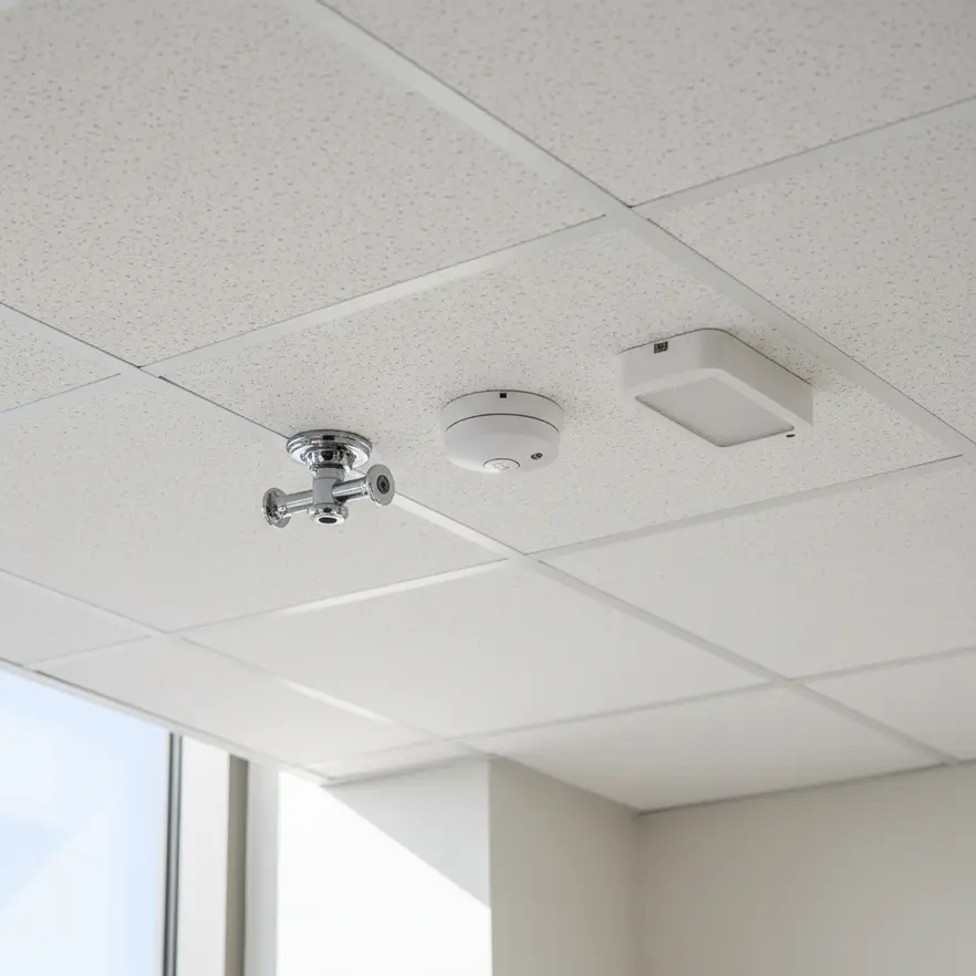 Technicians performing detailed fire risk assessment