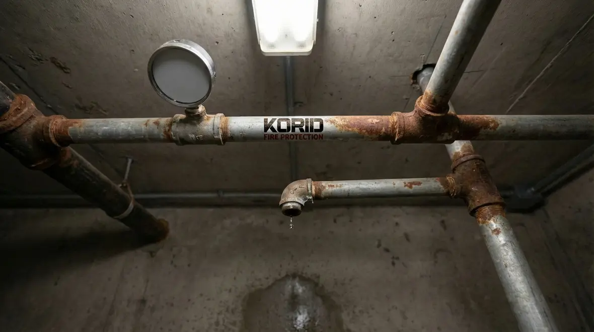 Corroded fire sprinkler piping in Anaheim building