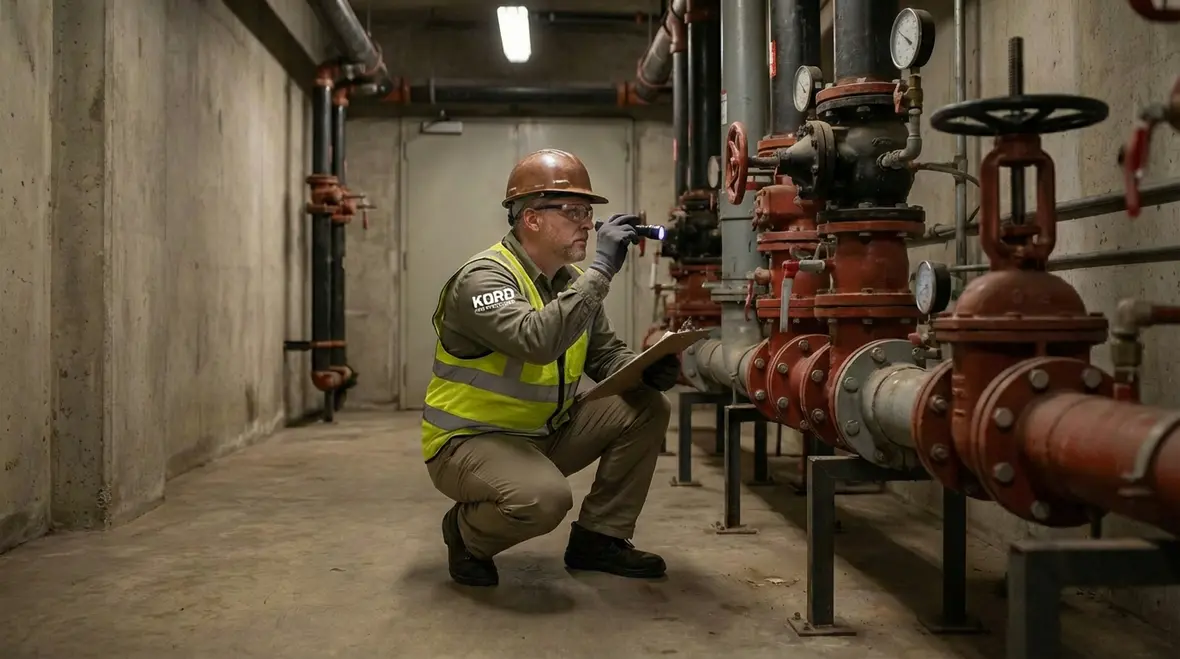 Fire protection systems inside a San Francisco high rise