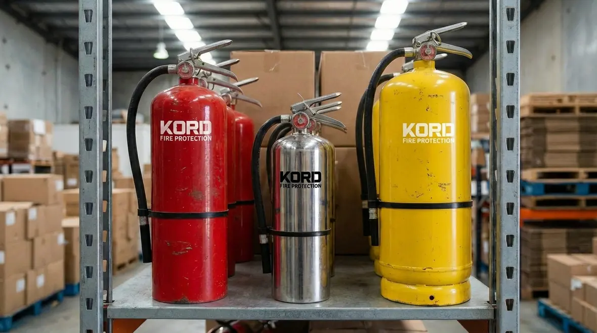 Fire extinguisher mounted to meet Los Angeles travel distance requirements