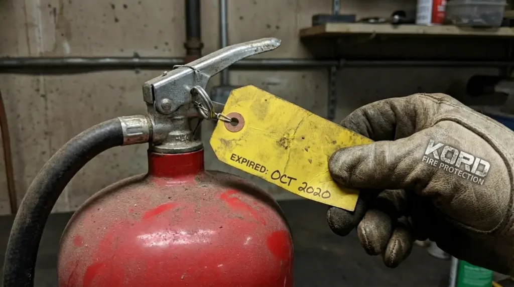 Using an expired fire extinguisher