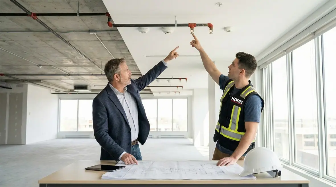 Renovated commercial building with updated fire alarm system