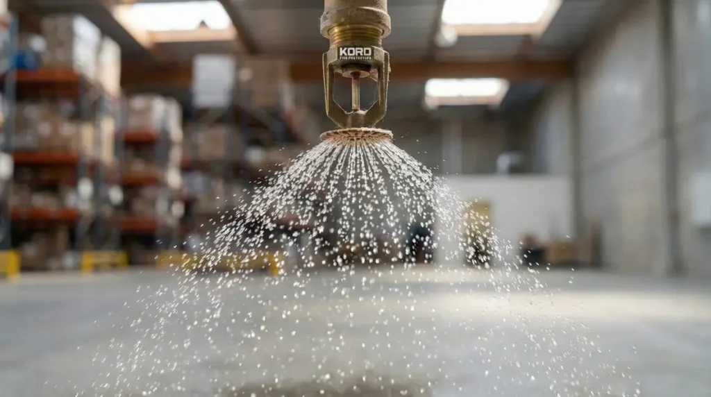 fire sprinkler head in action