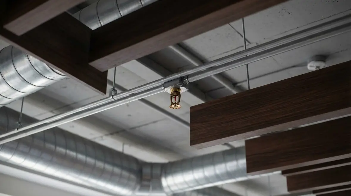 Fire sprinkler design plans showing code compliant spacing