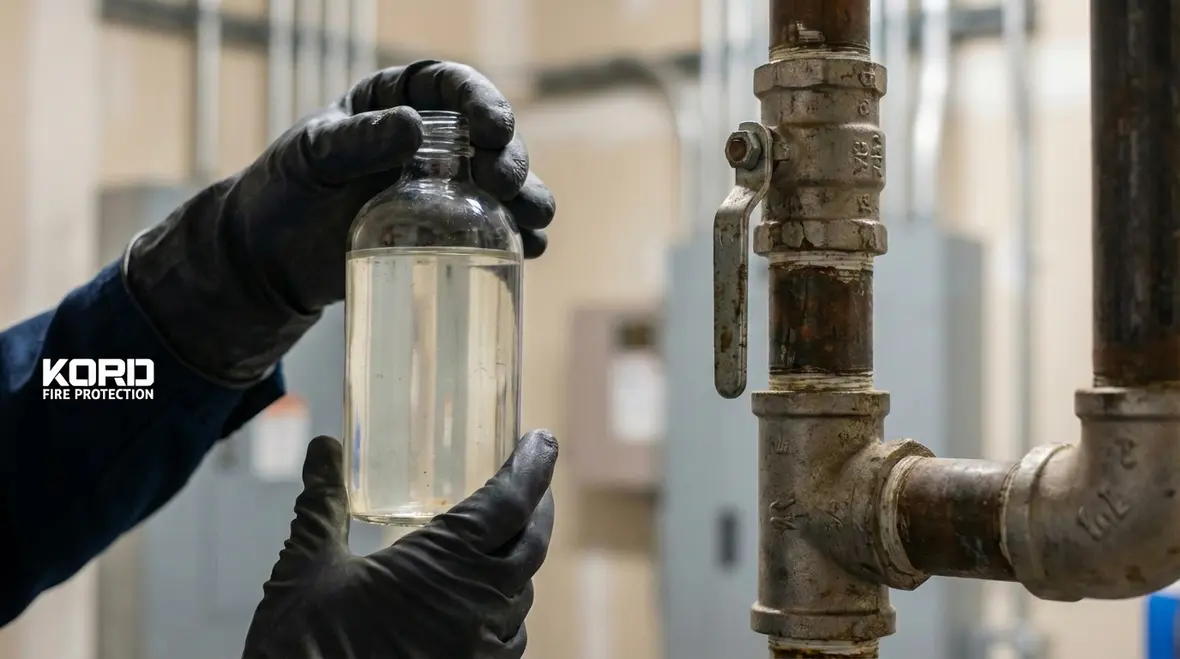 Internal pipe corrosion developing inside fire sprinkler lines