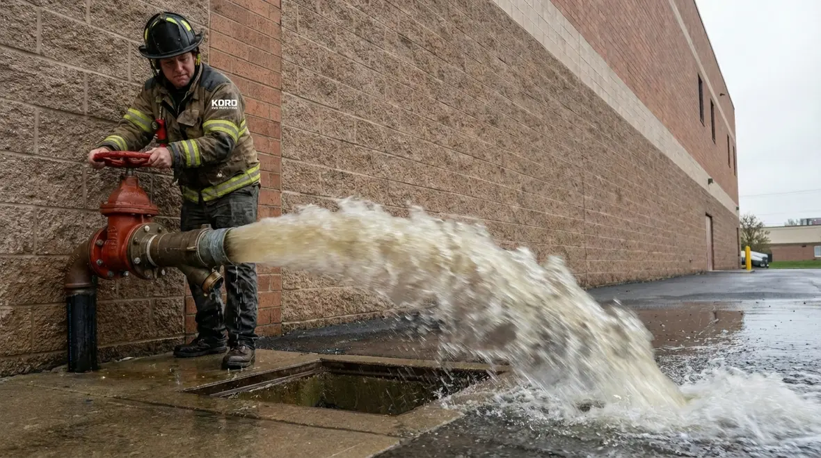 Flushing fire sprinkler underground mains