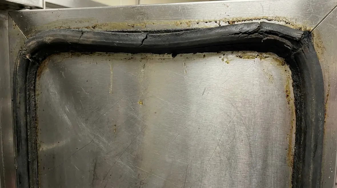 Kitchen fire door in corridor with clear egress path