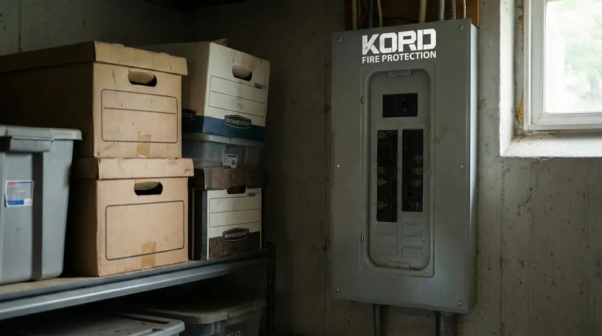 Inspector reviewing common fire code violations during inspection