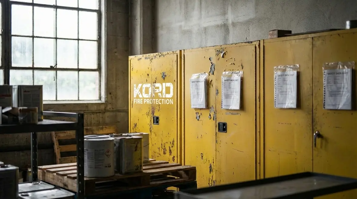 Improper storage of combustible and flammable materials