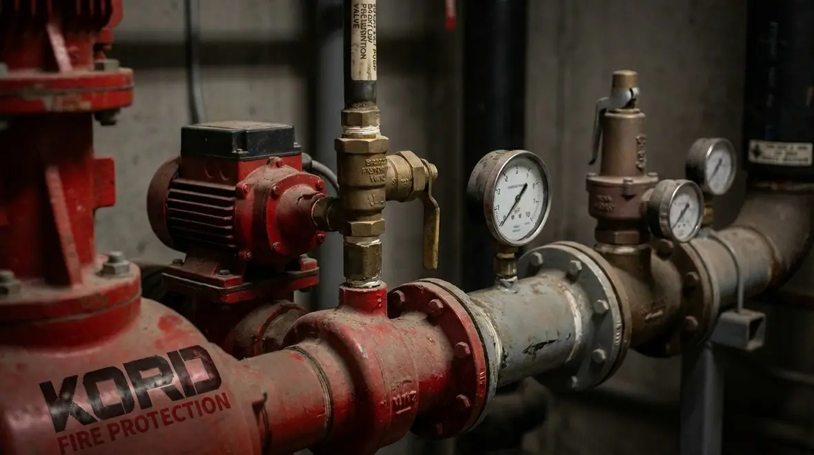 Central fire pump room serving multiple industrial buildings