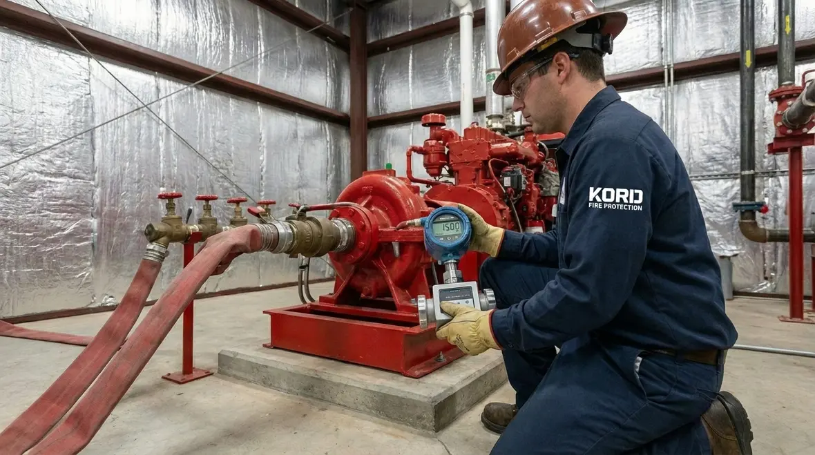 Key components of an industrial fire pump assembly