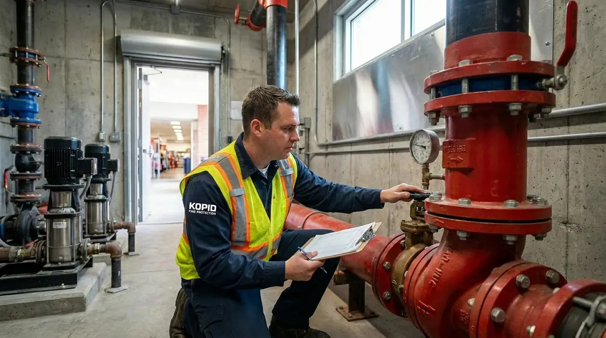 Fire sprinkler inspection in Burbank and Glendale retail center