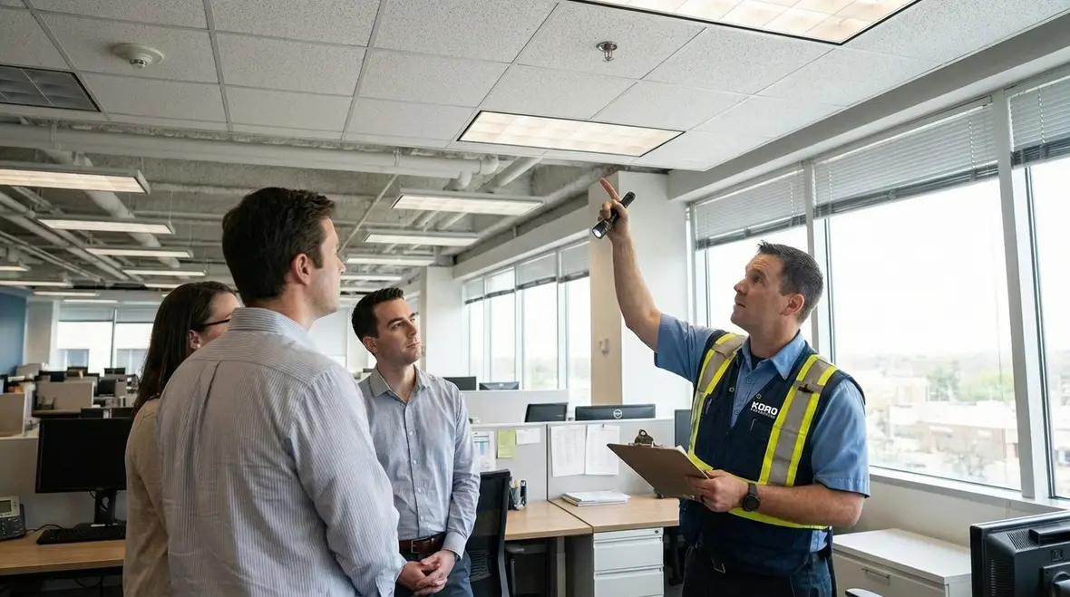 Technician correcting common California fire code violations