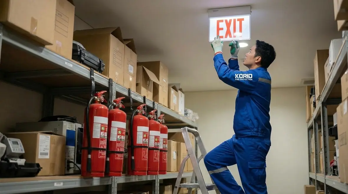 Example of clear exits and organized storage passing fire inspection