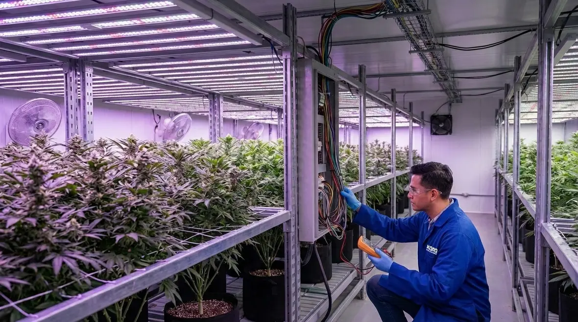 Cultivation and extraction areas in a California cannabis facility