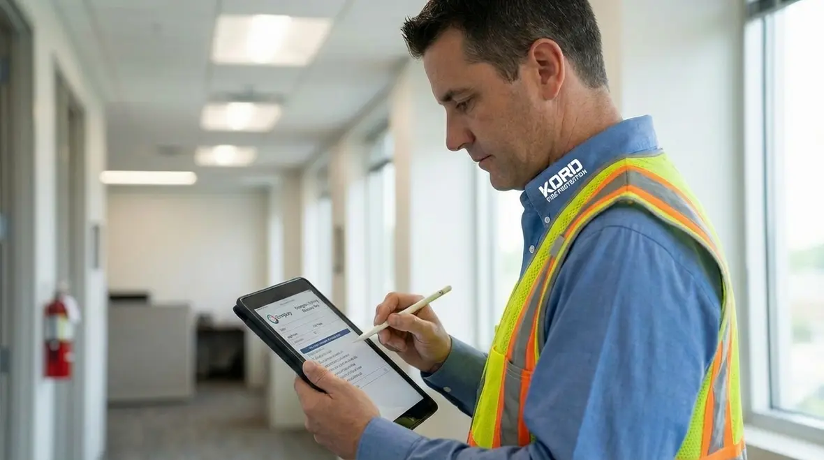 Sample columns for emergency lighting test documentation log