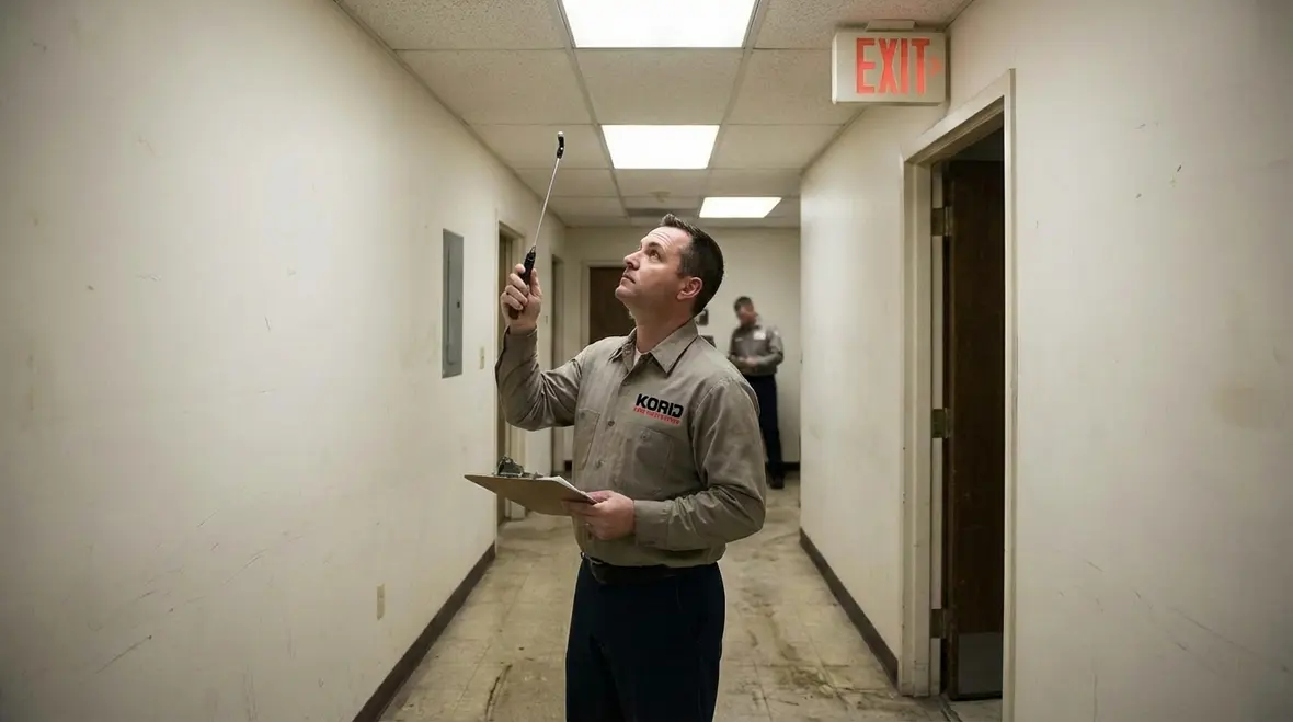 Technicians supporting Los Angeles commercial fire inspection process