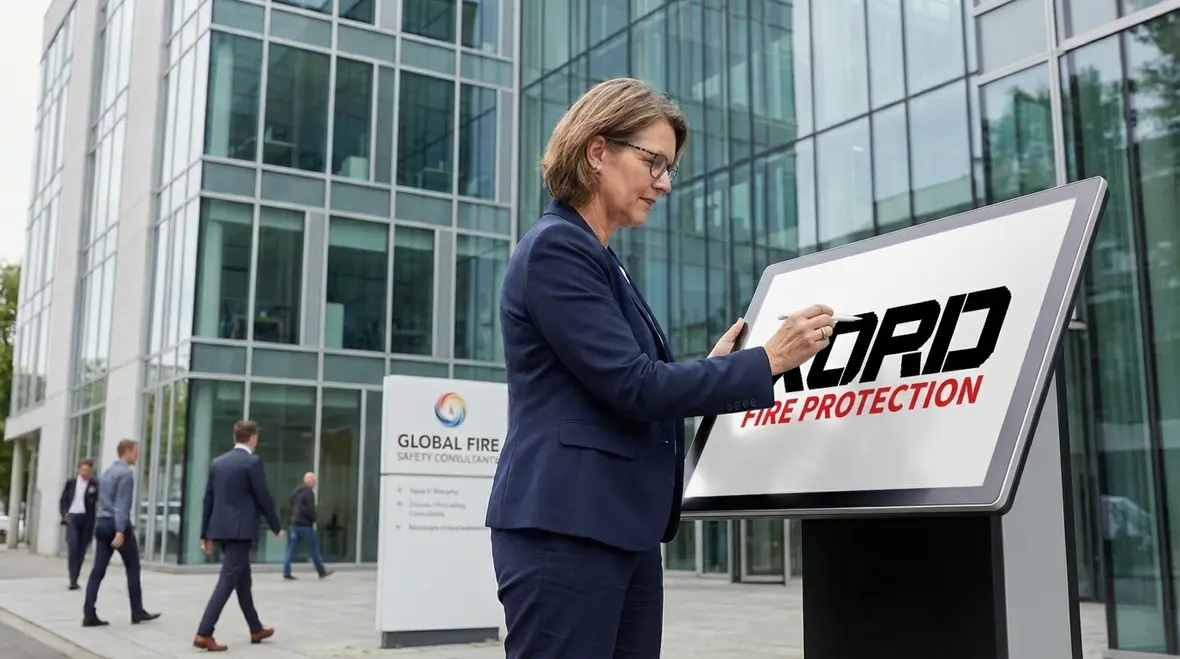 Fire inspector reviewing Los Angeles commercial building fire systems