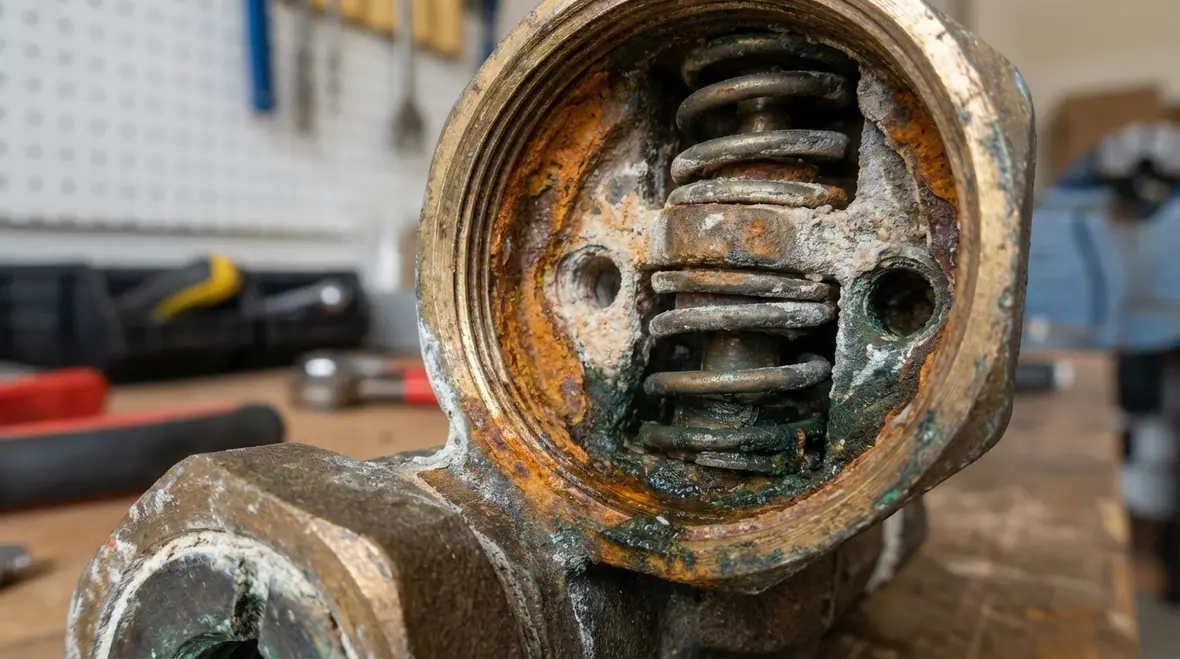 Close up of double check and RPZ backflow preventers on fire line