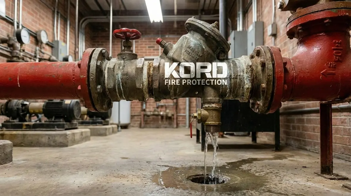 Certified technician performing annual backflow test