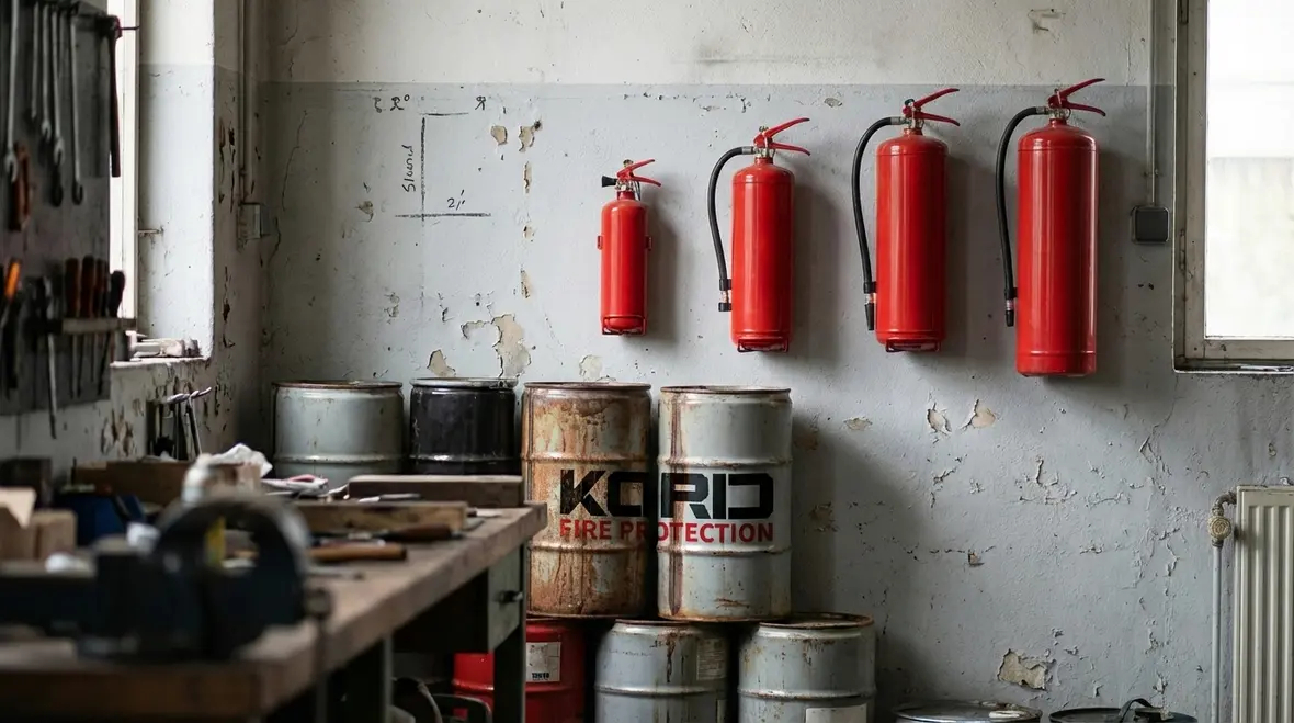 Damaged fire extinguisher being inspected to avoid common safety mistakes