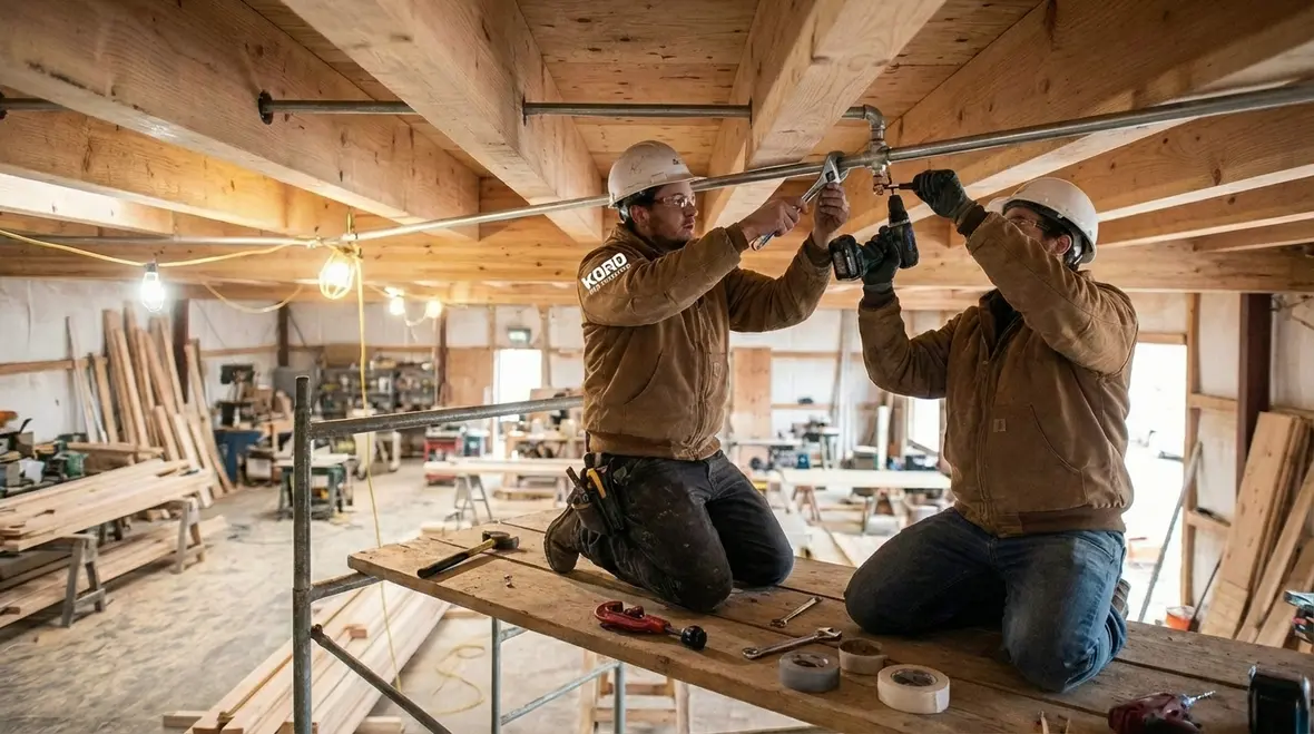 Technician designing residential NFPA 13D and 13R sprinkler layout