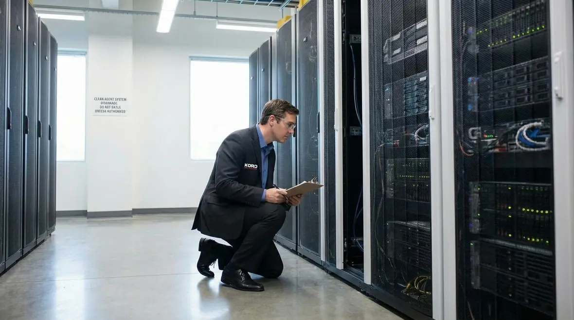 Clean agent suppression system protecting data center racks