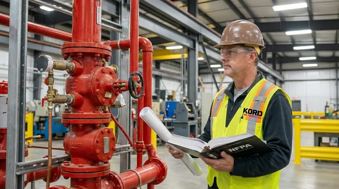 Deluge sprinkler discharge demonstration in an industrial test environment