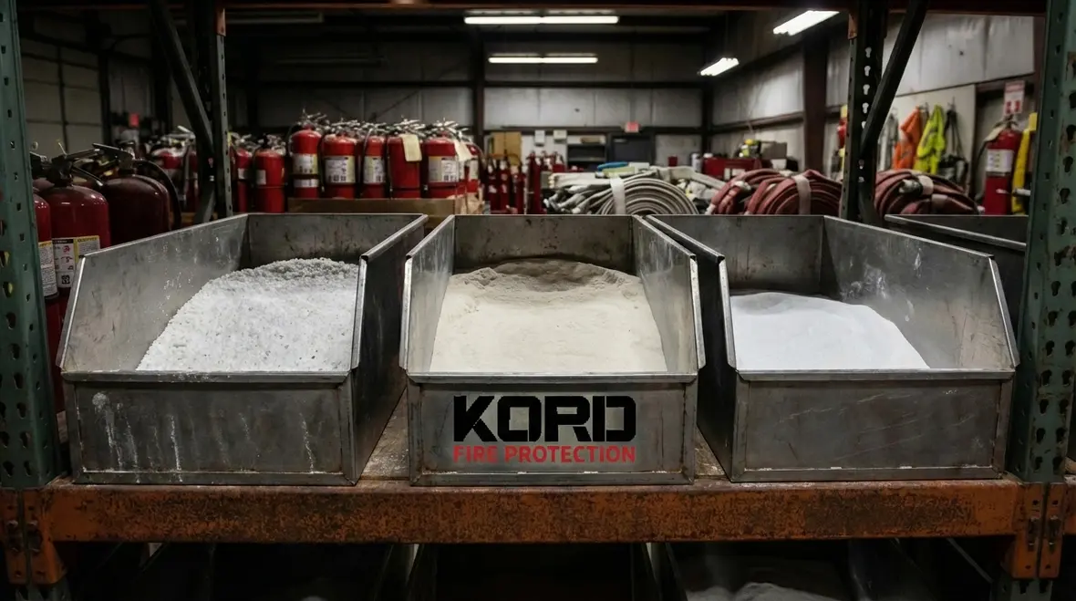 Dry chemical suppression system protecting industrial production line