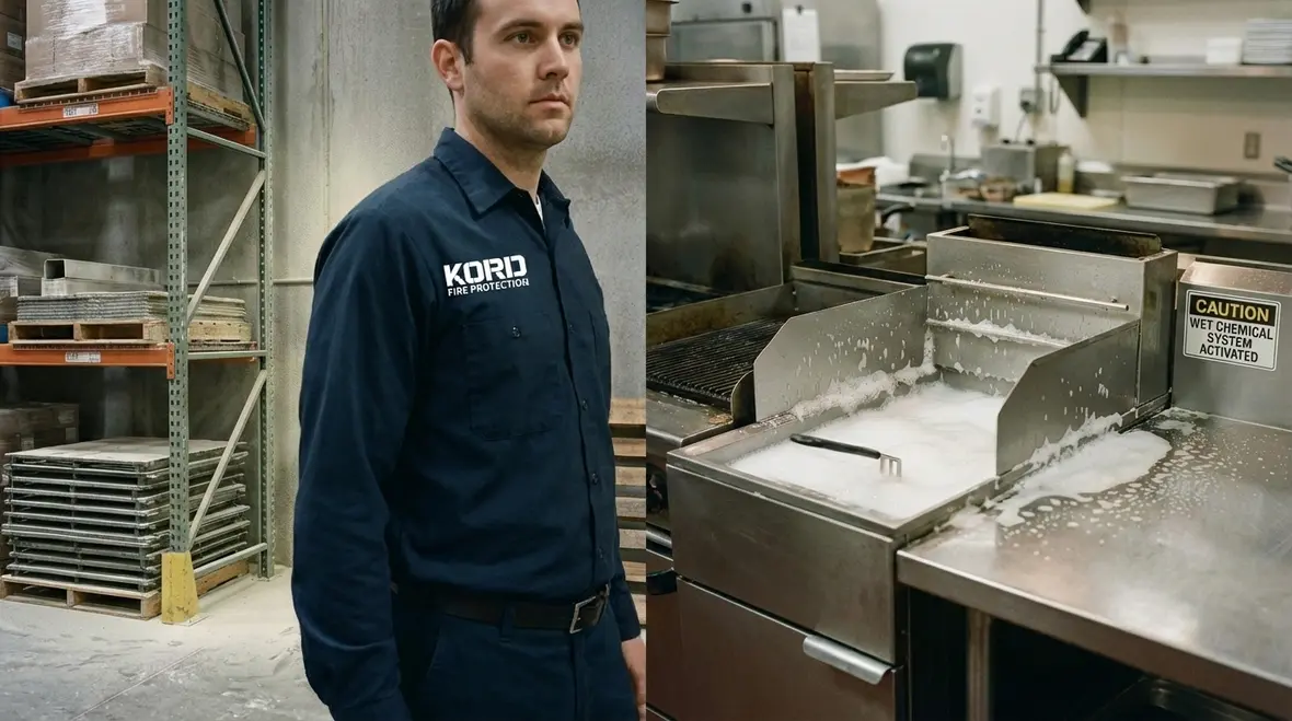 Industrial facility protected by dry chemical fire suppression