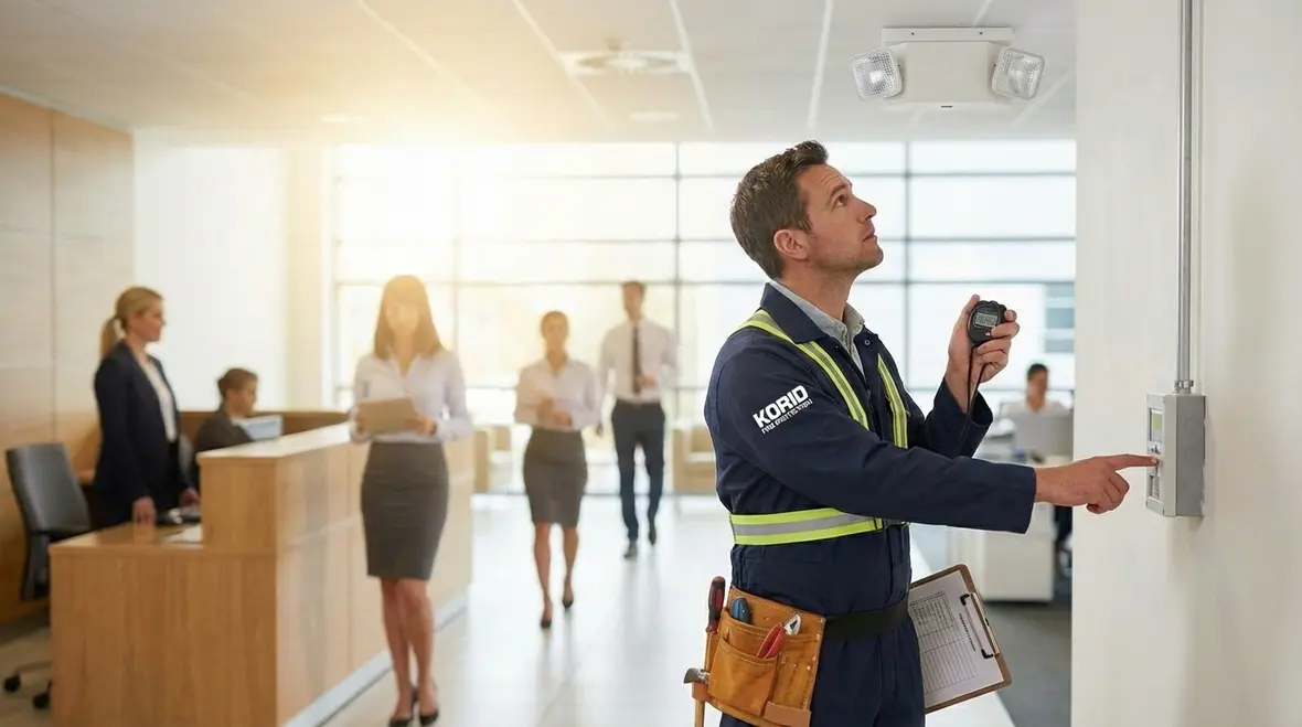 Emergency lighting test in progress