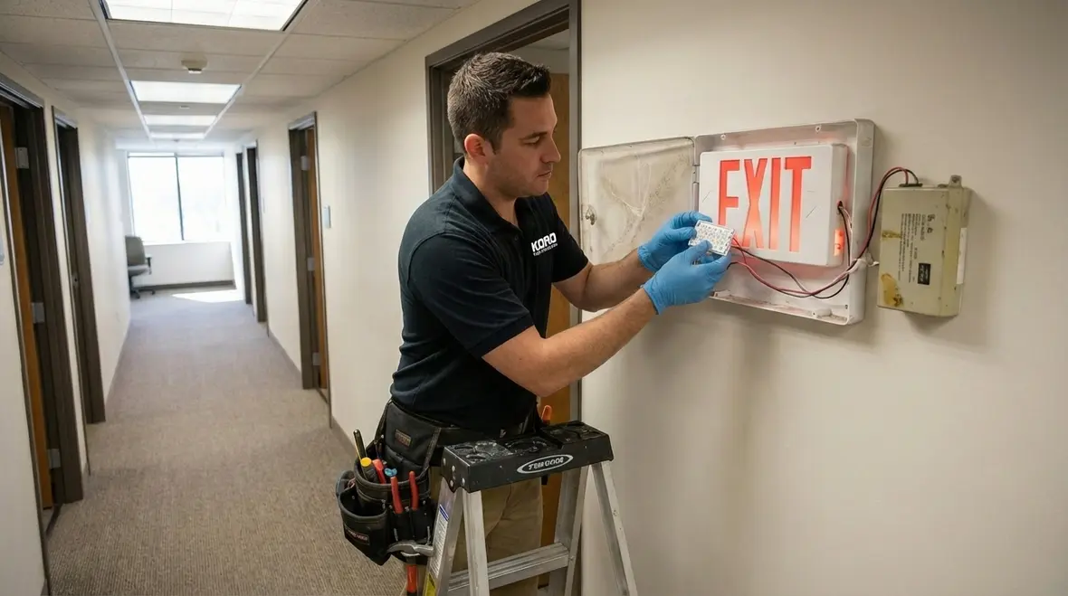 Exit light inspection and testing checklist in use