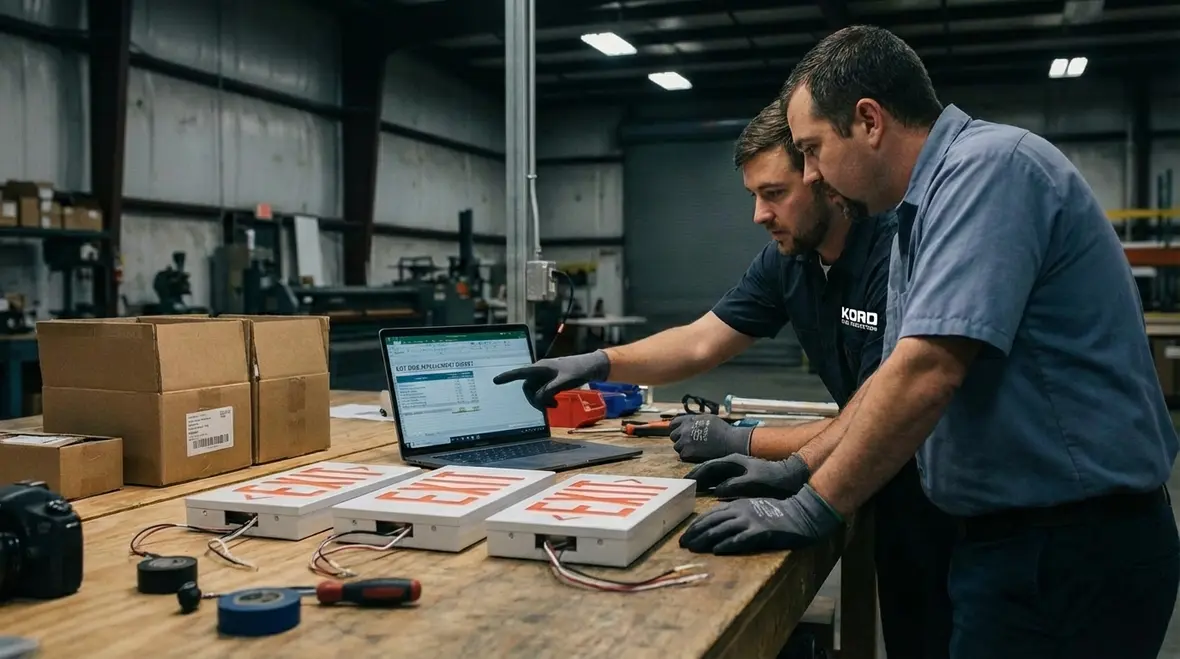 Exit sign testing and documentation during service visit