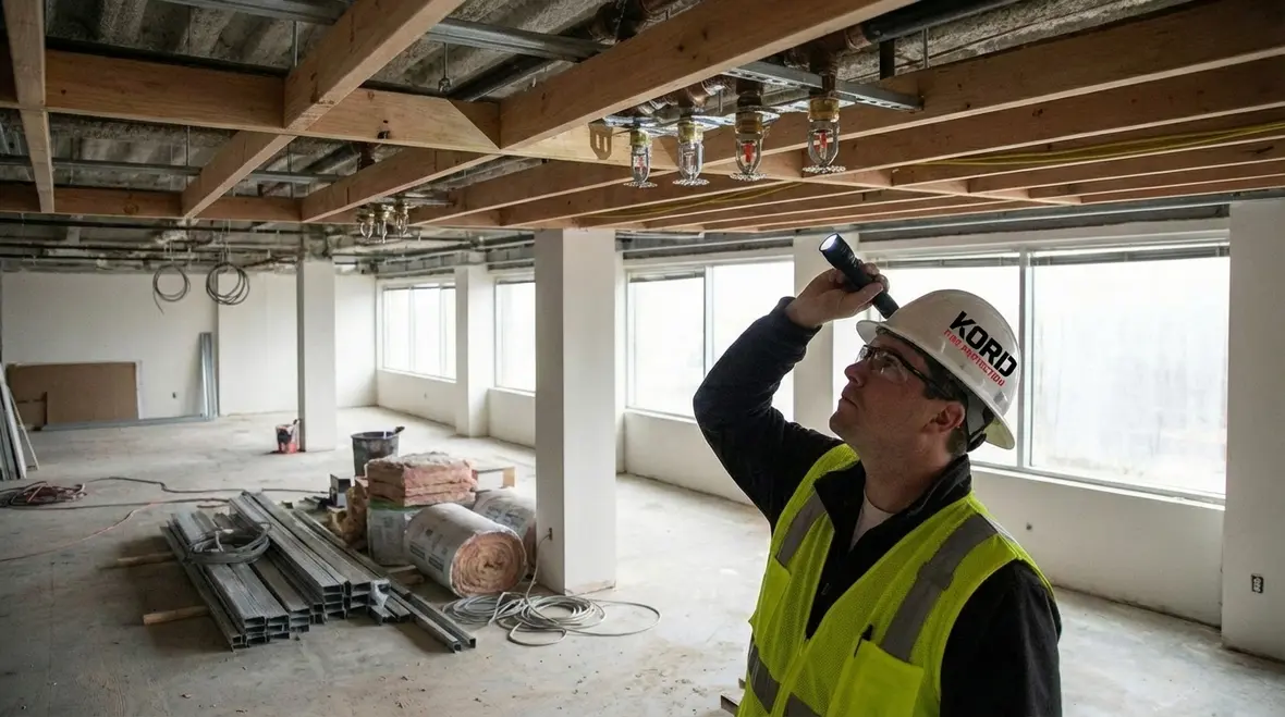 Integrated fire sprinkler, alarm, and egress systems in Los Angeles tenant space