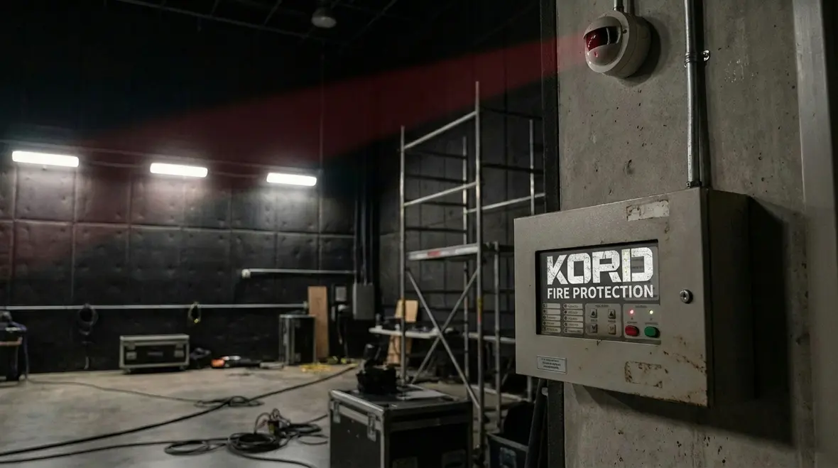 Fire sprinkler system protecting Los Angeles sound stage