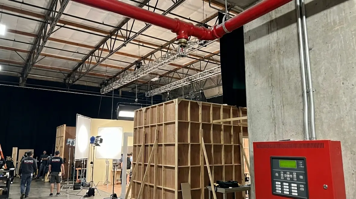 Film studio fire protection systems in Los Angeles sound stage