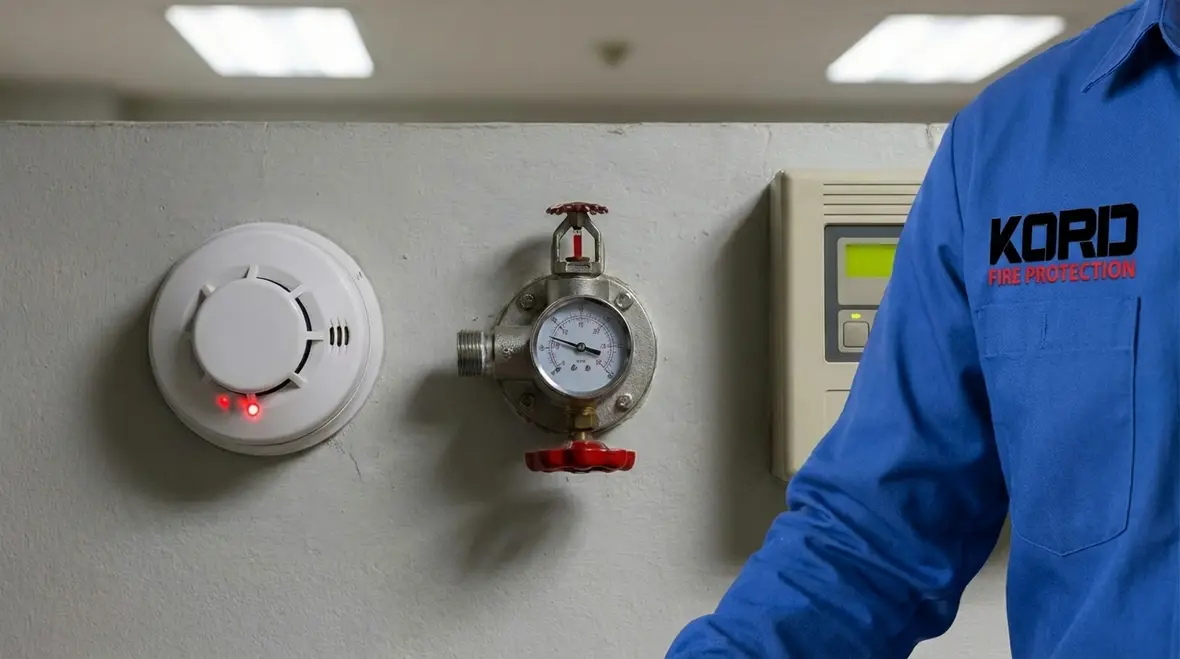 Monitored fire alarm system equipment in a commercial facility