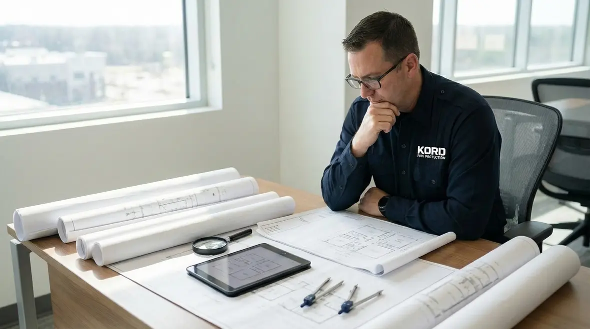 AHJ reviewing fire code compliance on site