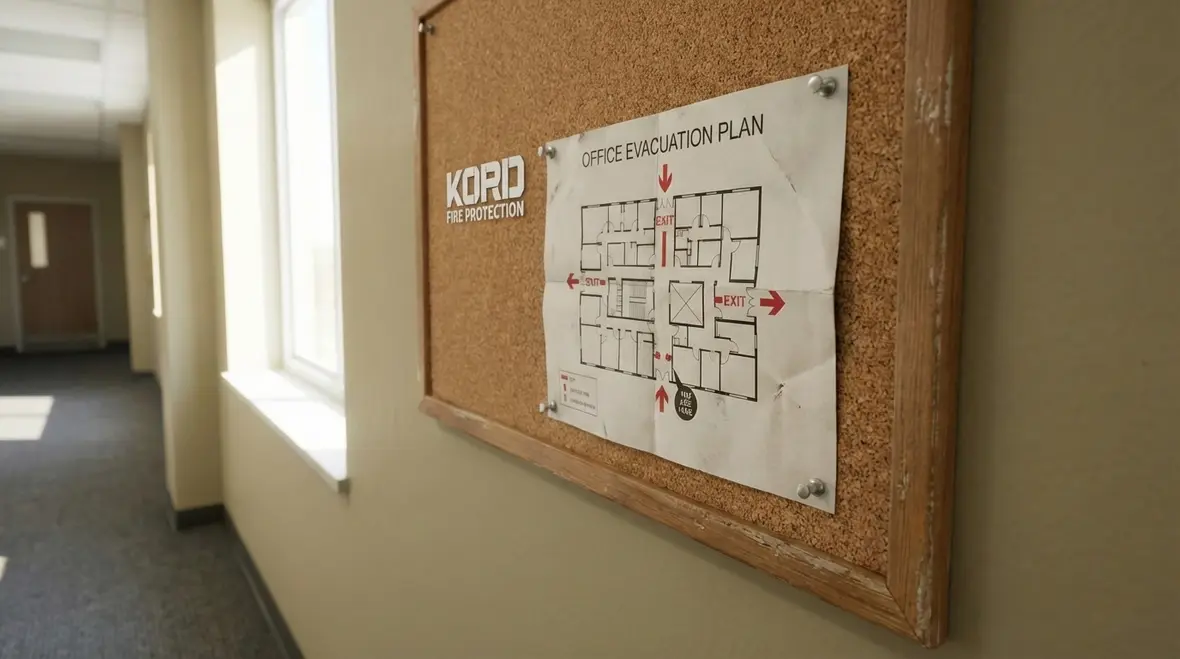 Office evacuation map and fire safety documentation