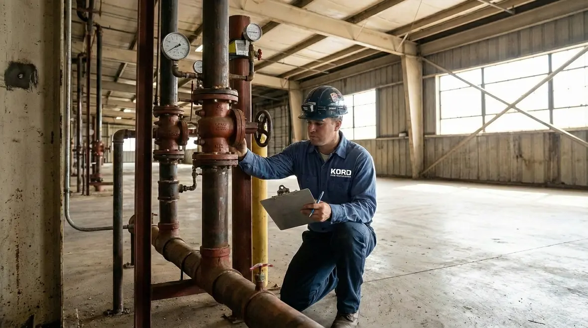 Fire inspector noting common industrial fire code violations